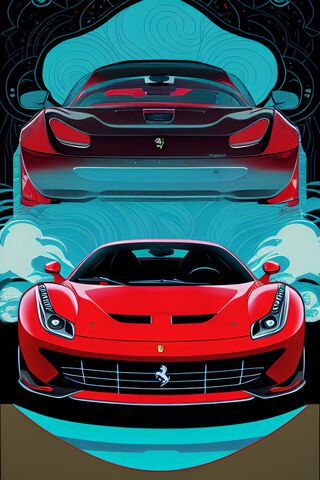 Vibrant Velocity: The Cartooned Ferrari Experience 🚗✨