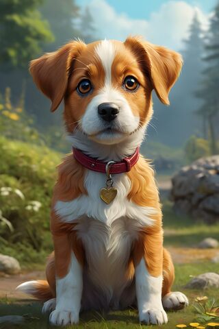 Adorable Pup in Nature 🌲🐶