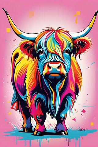 Colorful Highland Cow 🐮🌈