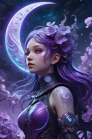 Crescent Violet Cyberpunk Girl