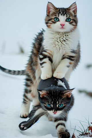 Snowy Playtime with Kittens! ❄️🐾
