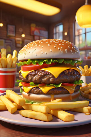 Cheeseburger and Fries