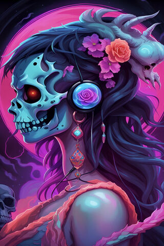 Neon Nightmares: The Cyber Skull