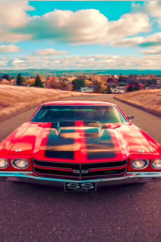Classic Muscle Car on a Scenic Road 🚗🌄