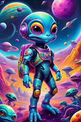 Cute Space Alien Rainbow