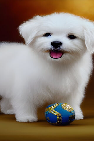 Adorable Puppy with a Colorful Ball 🐶🎾