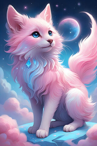 Dreamy Pink Cat in a Co..