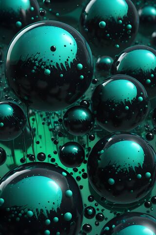 Cyan, Black, Creepy, Spheres