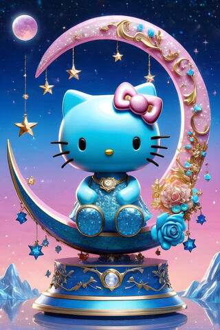 Crescent Moon and Stars Kitty