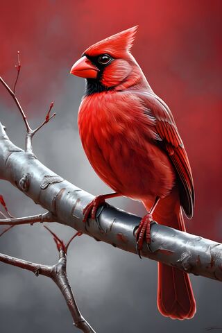 Cardinal Bird Sitting On A Branch