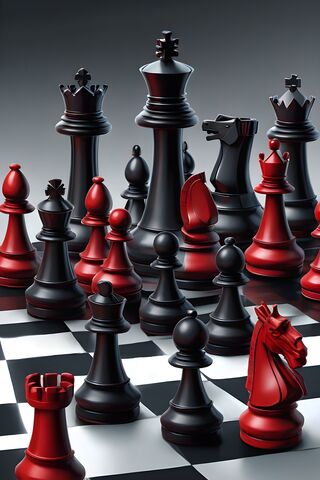 Chess Pieces Black&red