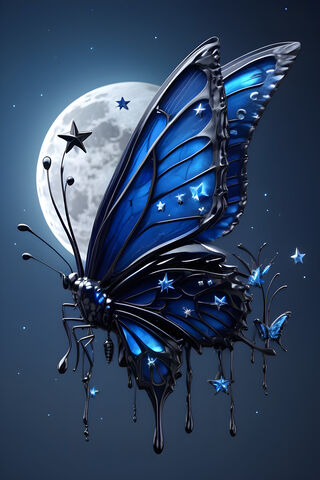 Dark Blue Butterfly Moon