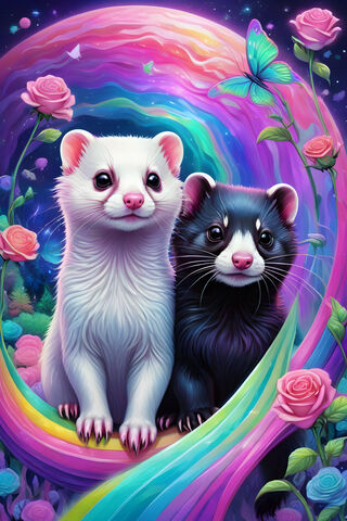 Whimsical Ferret Friends 🌈✨