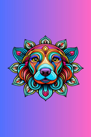 Vibrant Canine Mandala ..