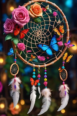 Dreamcatcher With Roses and Butterflies