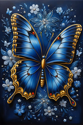 Dark Blue Velvet Butterfly