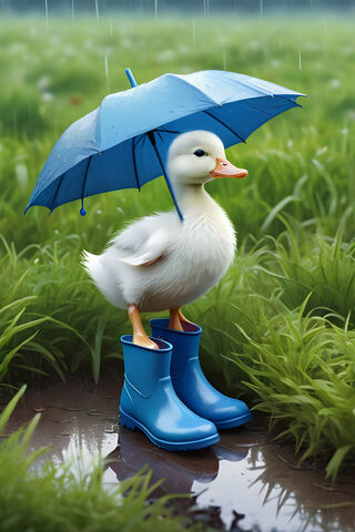 DUCKLING WEARING BOOTS