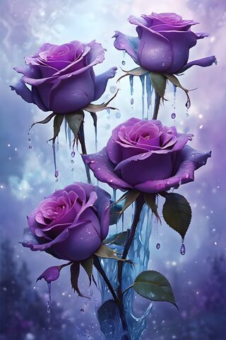 Enchanted Elegance: The Mystique of Dripping Purple Roses 🌹✨