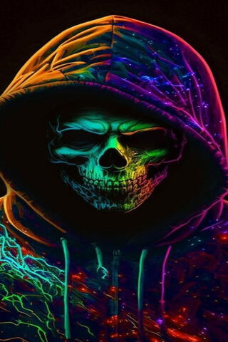 Neon Skull in the Shado..