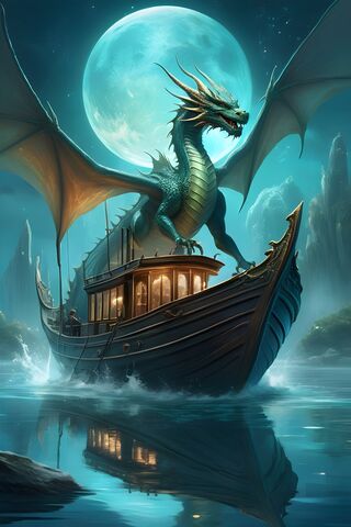 Dragon Qui Attaque Un Bateau De Pêche
