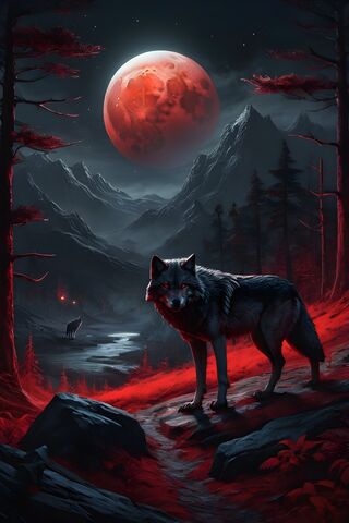 Dark Red Wolf