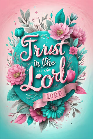English Lettering Qoute Trust In The Lord Color Highlights Teal Ad