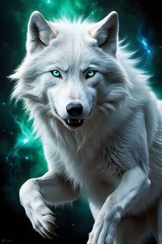 Ethereal White Wolf Glowing Eyes