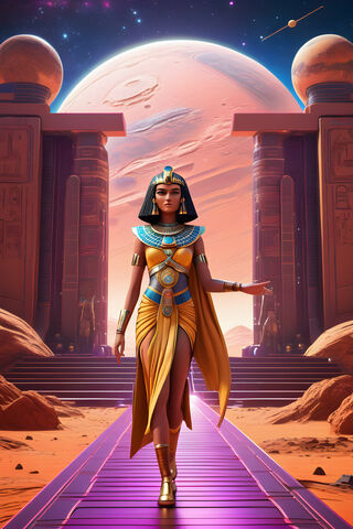 Egyptian Queen Cleopatra Exiting Energy Stargate Mars 2