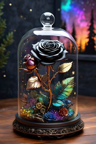 Enchanting Black Rose In Bottle