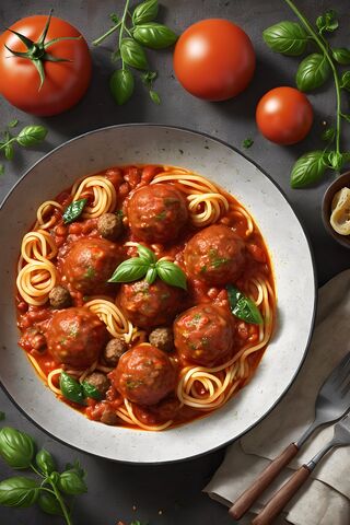 Espaguetis Con Tomate Y Albondigas
