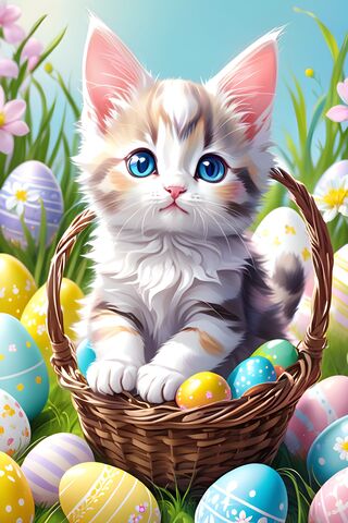 Easter Kitten In Basket