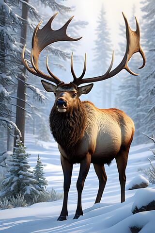 Majestic Elk in Winter Wonderland 🦌❄️