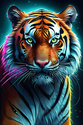 Extremely Detailed Tiger That Is Neon