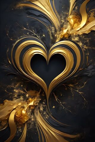 Elegance Gold & Black Twirly Heart 1.1
