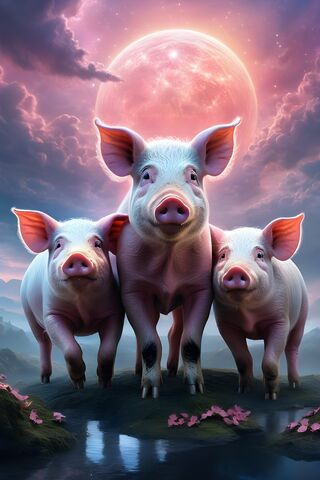 Magical Moonlit Pigs 🌕..