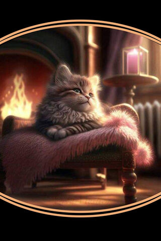 Cozy Cat by the Fire 🐱🔥