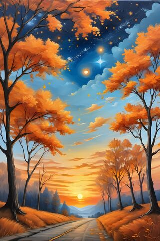 Fall Sunset Down Country Roads