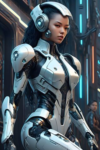 Futuristic Cyberpunk Woman In Power Suit