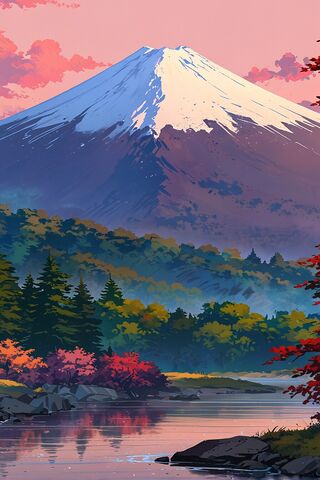 Serene Mountain Reflections 🌄🌸