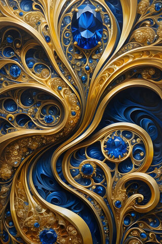 Filigree Gold and Saphire Fractals Beauty