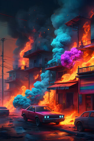 Fuego Y Humo Colorido