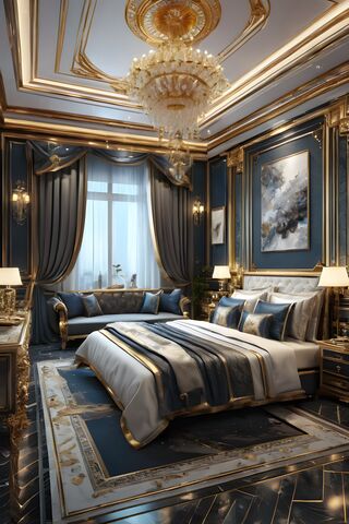 Luxurious Blue Bedroom Retreat ✨