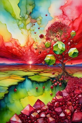 Funky-Fied Pomegranate Landscape