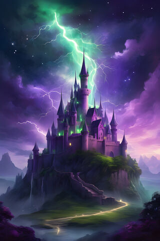 Fantasy Castle, Evil, Dark, Lightning