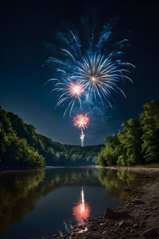 Fireworks Over The River In Kentucky