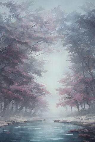 Enchanted Misty River 🌫️🌸