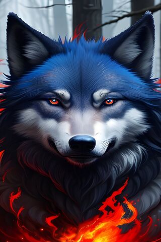 Fiery Blue Wolf 🐺🔥