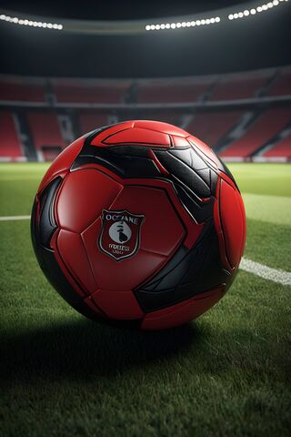 Striking Red Soccer Bal..
