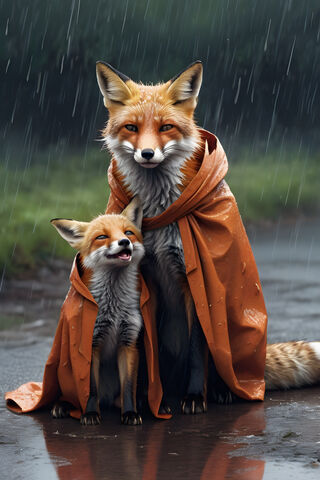 Fox In Rain
