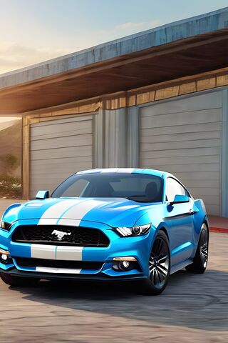 Sleek Blue Mustang Read..